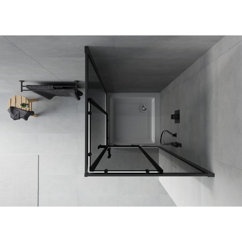 Mexen Rio square shower cabin 70 x 70 cm, graphite, black + shower tray, white - 860-070-070-70-40-4510
