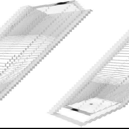 Mexen Rio square shower cubicle 70 x 70 cm, Stripes, Chrome + shower tray Rio, White - 860-070-070-01-20-4510