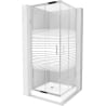 Mexen Rio Square Shower Enclosure 70 x 70 cm, White Stripes, Chrome + Rio Tray, White - 860-070-070-01-20-4510