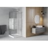 Mexen Rio Square Shower Enclosure 70 x 70 cm, White Stripes, Chrome + Rio Tray, White - 860-070-070-01-20-4510