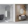 Mexen Rio Square Shower Enclosure 70 x 70 cm, White Stripes, Chrome + Rio Tray, White - 860-070-070-01-20-4510