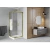 Mexen Rio square shower cabin 70 x 70 cm, white stripes, gold + Rio tray, white - 860-070-070-50-20-4510