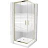 Mexen Rio square shower cabin 70 x 70 cm, white stripes, gold + Rio tray, white - 860-070-070-50-20-4510