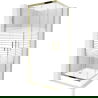 Mexen Rio square shower cubicle 70 x 70 cm, Stripes, Gold + shower tray Rio, White - 860-070-070-50-20-4510