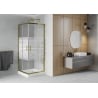 Mexen Rio square shower cabin 70 x 70 cm, white stripes, gold + Rio tray, white - 860-070-070-50-20-4510
