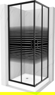 Mexen Rio square shower cubicle 70 x 70 cm, Stripes, Black + shower tray Rio, White - 860-070-070-70-20-4510