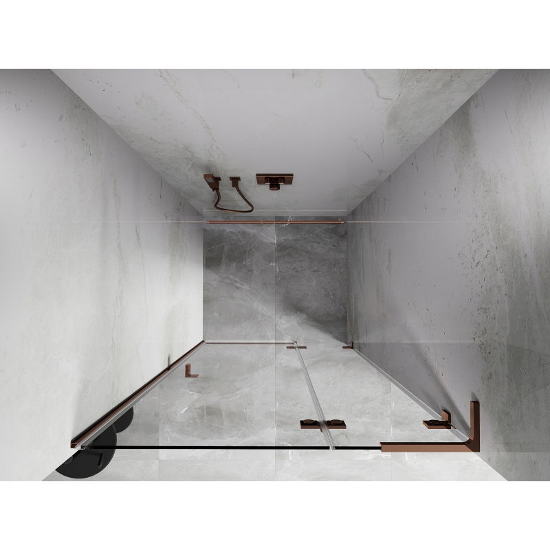 Mexen Lunar L right hinged shower door 115 cm, transparent, rose gold - 834L-115-000-60-00-P