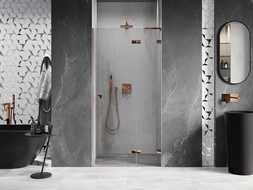 Mexen Lunar L shower door right-hinged 120 cm, transparent, rose gold - 834L-120-000-60-00-P