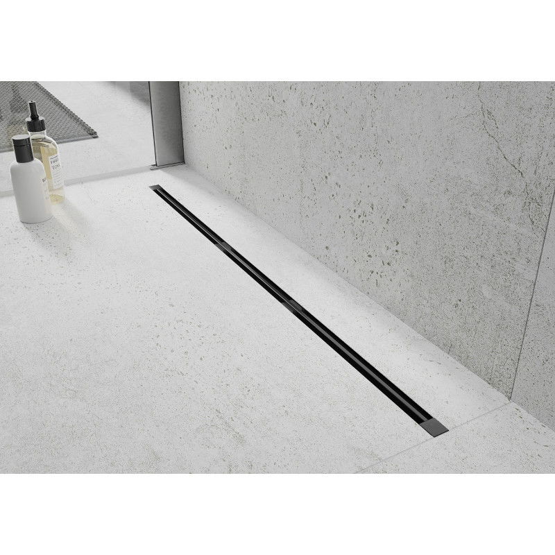 Mexen Flat 360° Slim Flat 360° Super Slim rotary linear drain 130 cm, black - 1751130
