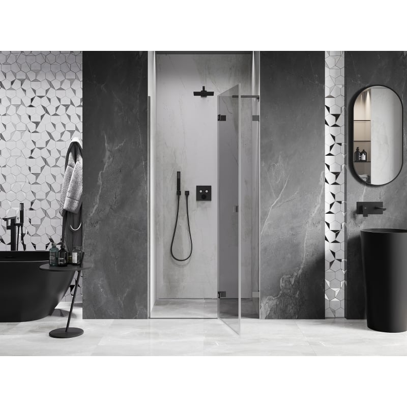 Mexen Lunar L Right Hinged Shower Door 70 cm, Transparent, Gun Gray Brushed - 834L-070-000-66-00-P