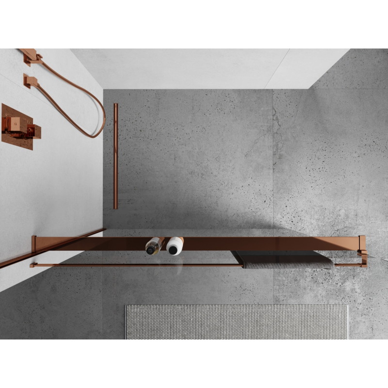 Mexen Kioto+ shower wall shelf with towel rail, rose gold - 800-02-60