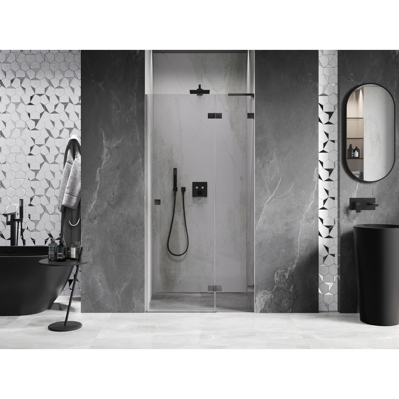 Mexen Lunar L 75 cm Right Hinged Shower Door, Transparent, Brushed Gun Gray - 834L-075-000-66-00-P