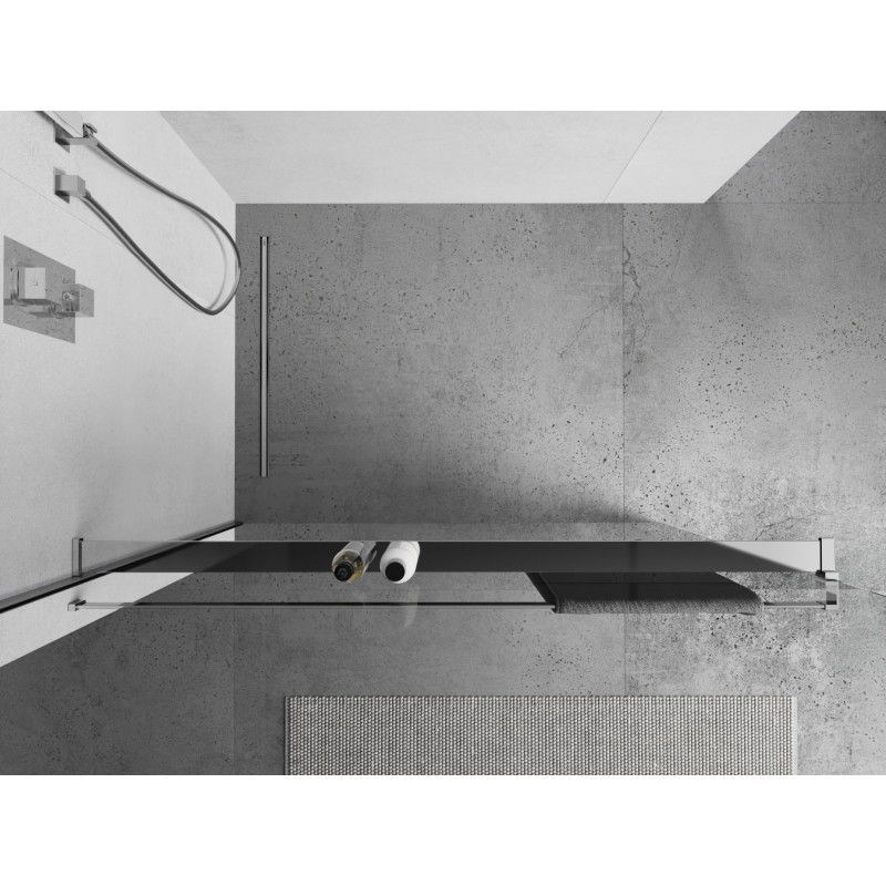 Mexen Kioto+ shelf for a shower wall with towel rail, chrome - 800-02-01