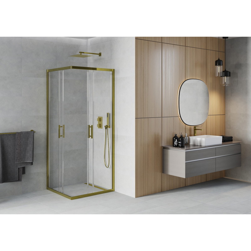 Mexen Rio square shower cabin 90 x 90 cm, transparent, gold - 860-090-090-50-00