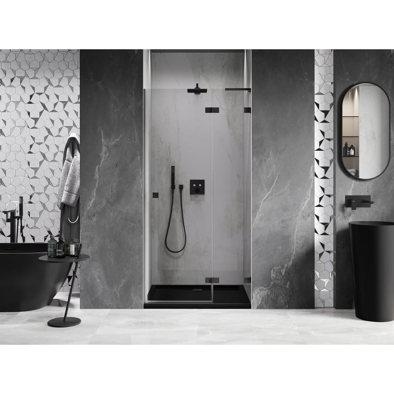 Mexen Lunar L right hinged shower door 70 cm, transparent, black - 834L-070-000-70-00-P