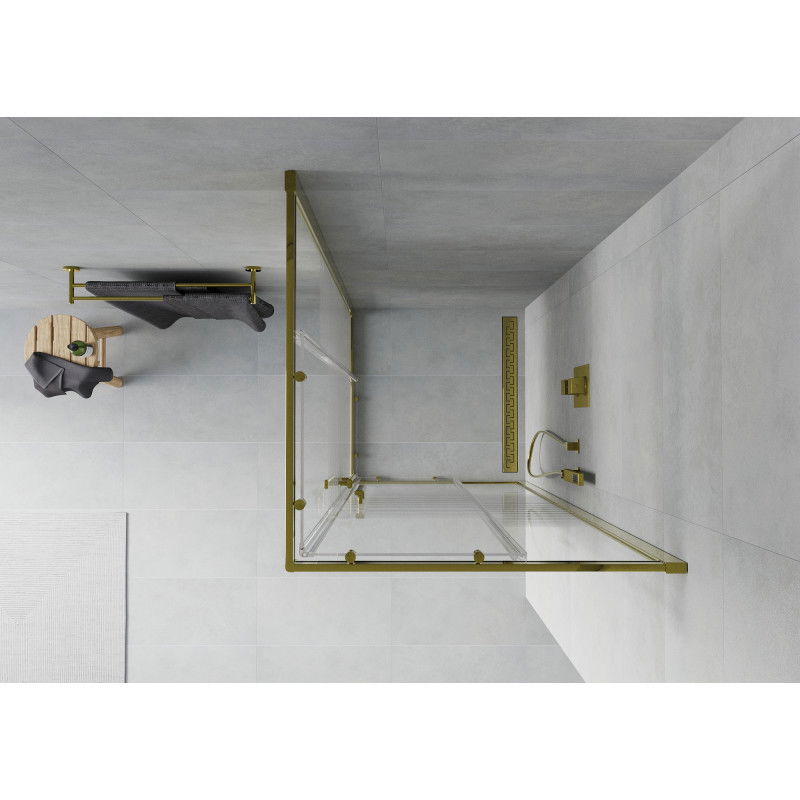 Mexen Rio square shower cabin 80 x 80 cm, white stripes, gold - 860-080-080-50-20