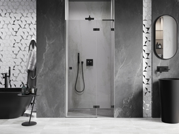 Mexen Lunar L right swing shower door 120 cm, transparent, black - 834L-120-000-70-00-P