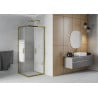 Mexen Rio square shower cabin 90 x 90 cm, white stripes, gold - 860-090-090-50-20