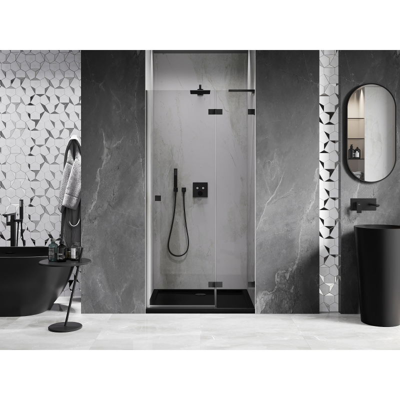 Mexen Lunar L right-hinged shower door 125 cm, transparent, black - 834L-125-000-70-00-P