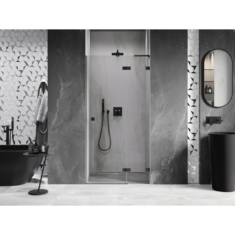 Mexen Lunar L right-hinged shower door 125 cm, transparent, black - 834L-125-000-70-00-P