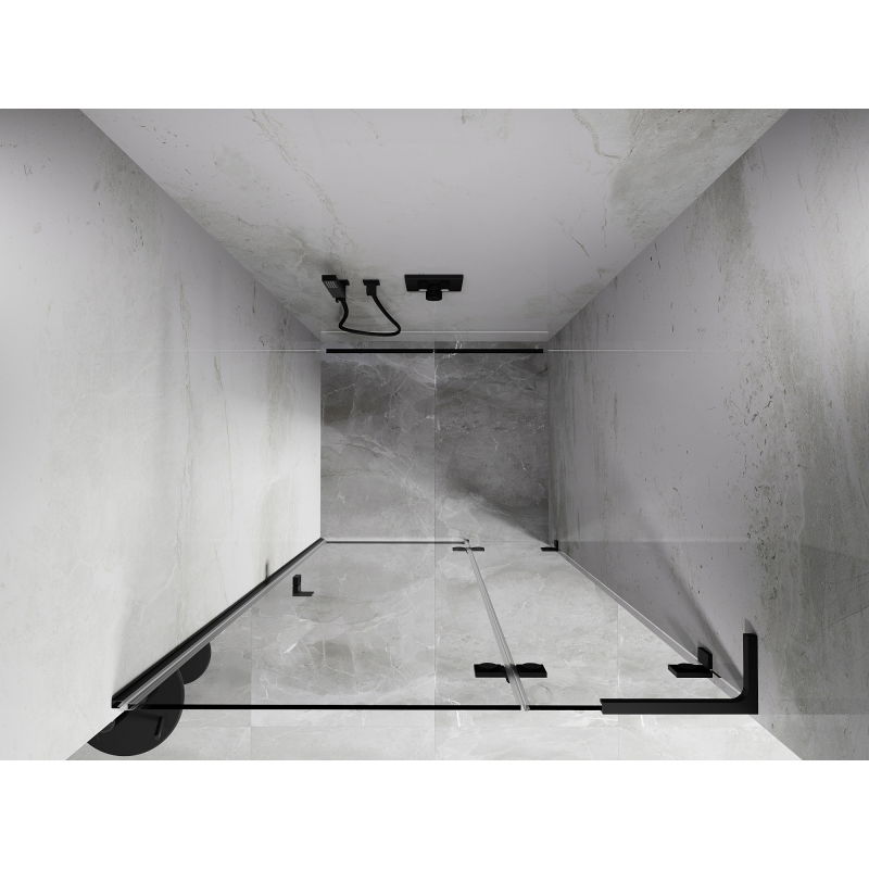 Mexen Lunar L right-hinged shower door 125 cm, transparent, black - 834L-125-000-70-00-P