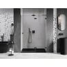 Mexen Lunar L right side hinged shower door 140 cm, transparent, black - 834L-140-000-70-00-P