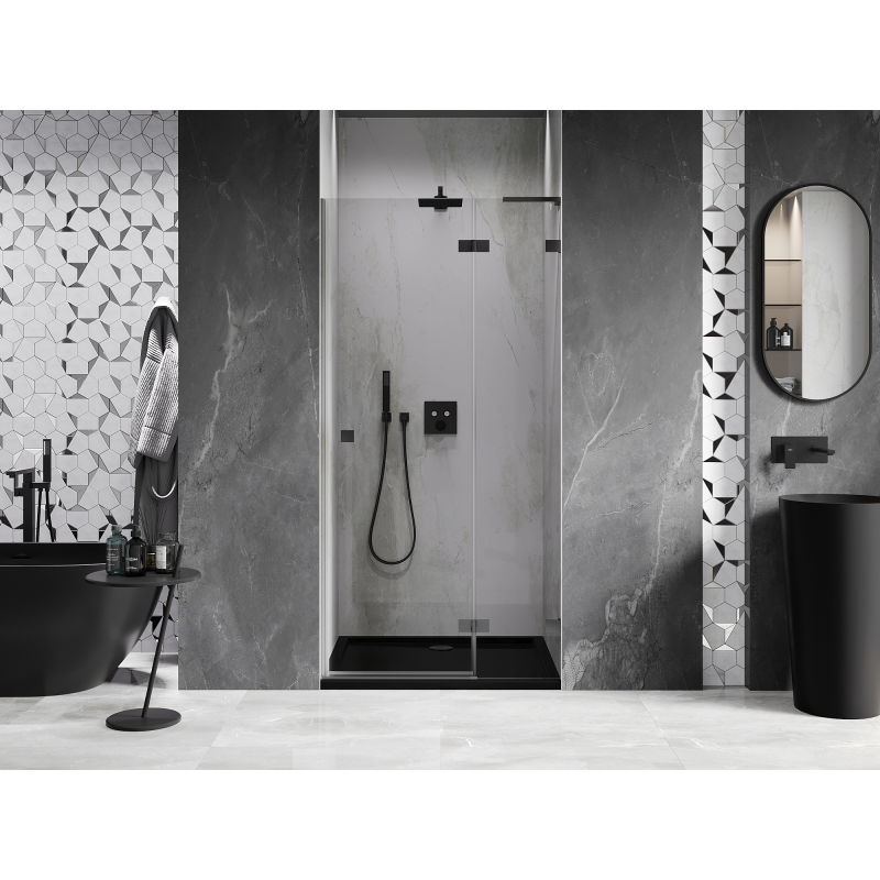 Mexen Lunar L Right Swing Shower Door 80 cm, Transparent, Gun Metal - 834L-080-000-95-00-P