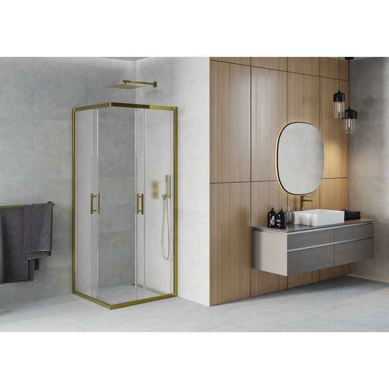 Mexen Rio square shower cabin 80 x 80 cm, frosted, gold - 860-080-080-50-30