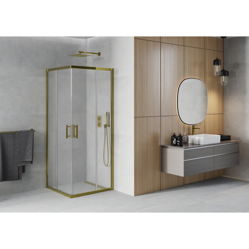 Mexen Rio square shower cabin 80 x 80 cm, frosted, gold - 860-080-080-50-30