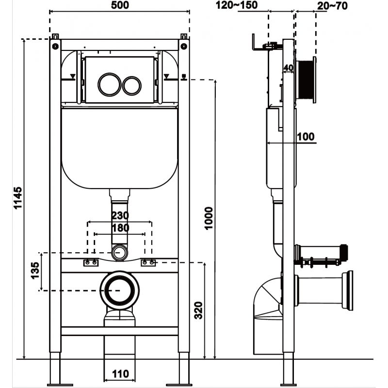 Mexen Tex E concealed toilet cistern frame - 61109