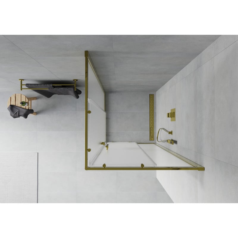 Mexen Rio square shower cabin 90 x 90 cm, frost, gold - 860-090-090-50-30