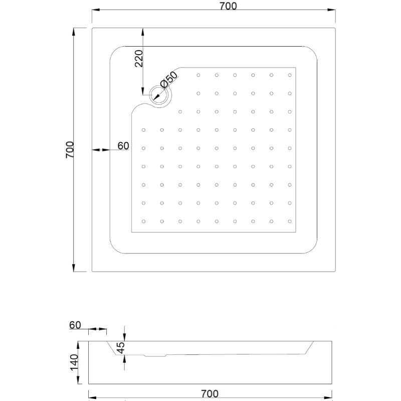 Mexen Rio square shower cabin 70 x 70 cm, graphite, gold + Rio tray, white - 860-070-070-50-40-4510