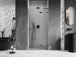 Mexen Lunar L shower door hinged right 120 cm, transparent, gun metal - 834L-120-000-95-00-P