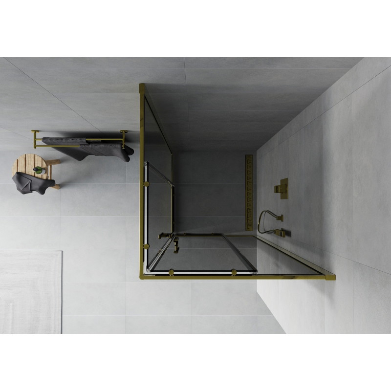 Mexen Rio 70 x 70 cm Square Shower Cabin, Graphite, Gold - 860-070-070-50-40