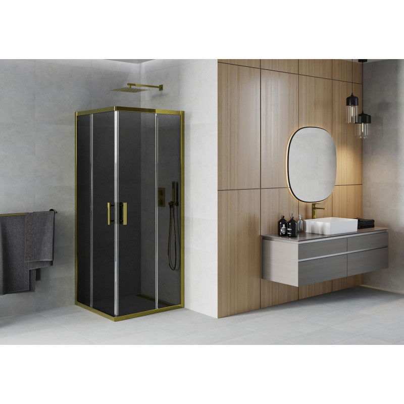 Mexen Rio square shower cabin 70 x 70 cm, graphite, gold - 860-070-070-50-40