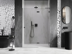 Mexen Lunar L Right-Hinged Shower Door 135 cm, Transparent, Gun Metal - 834L-135-000-95-00-P