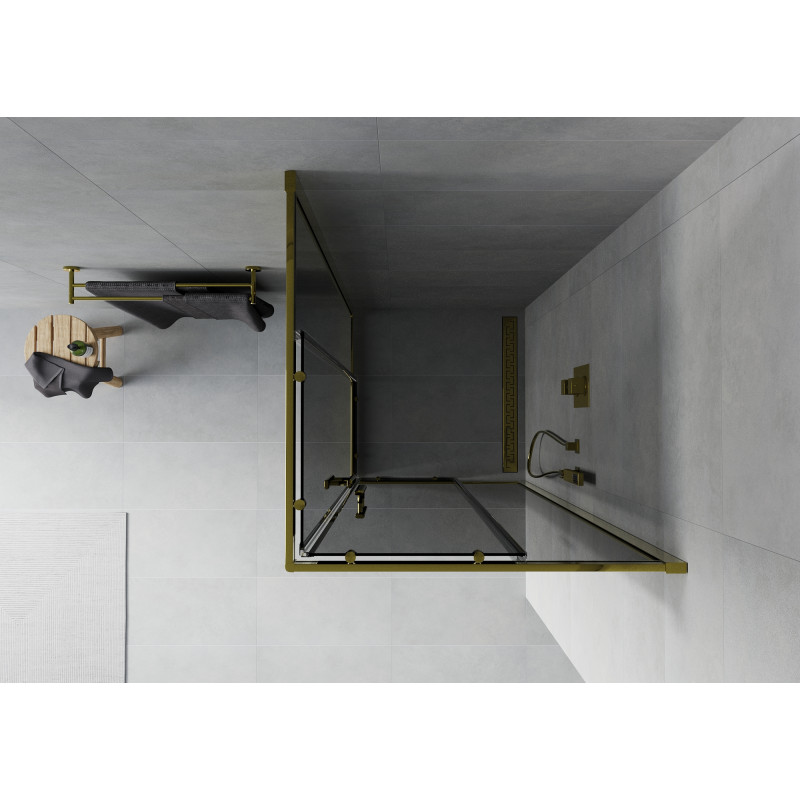 Mexen Rio square shower cabin 80 x 80 cm, graphite, gold - 860-080-080-50-40