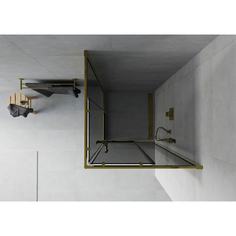 Mexen Rio Square Shower Enclosure 80 x 80 cm, Graphite, Gold - 860-080-080-50-40