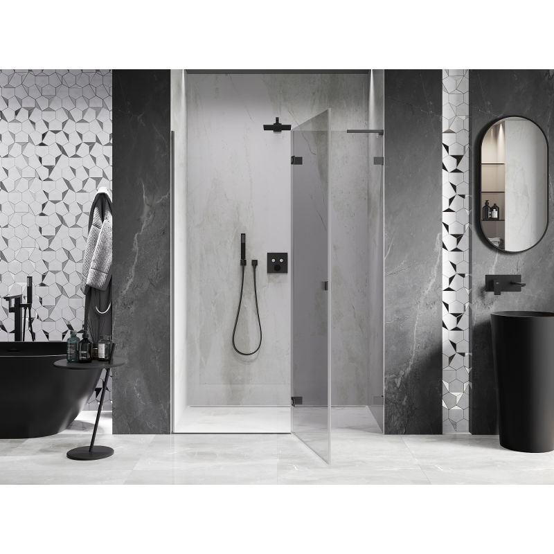 Mexen Lunar L right hinged shower door 140 cm, transparent, gun metal - 834L-140-000-95-00-P
