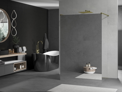 Mexen Kioto Free-standing shower wall 120 x 200 cm, mirror 8 mm, gold - 800-120-002-50-50