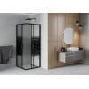 Mexen Rio square shower cubicle 70 x 70 cm, Stripes, Black - 860-070-070-70-20