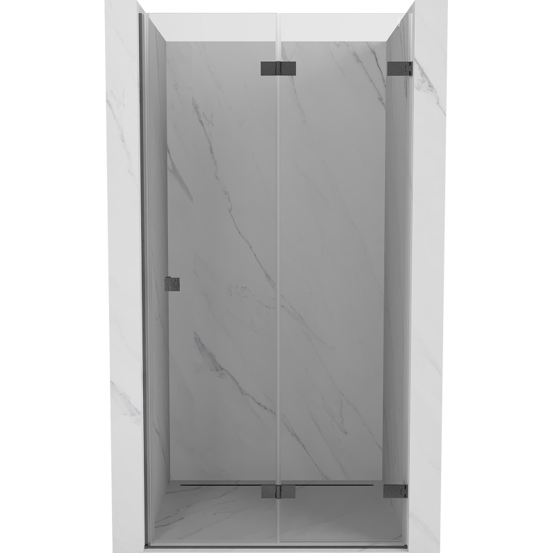 Mexen Lunar-F right folding shower door 80 cm, transparent, brushed gun gray - 836-080-000-66-00-P