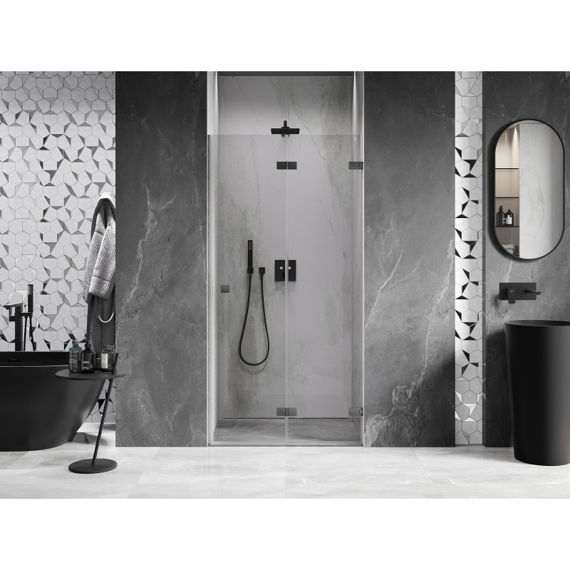 Mexen Lunar-F right folding shower door 80 cm, transparent, brushed gun gray - 836-080-000-66-00-P