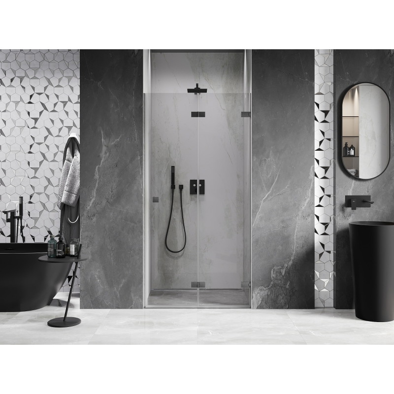 Mexen Lunar-F right folding shower door 80 cm, transparent, brushed gun gray - 836-080-000-66-00-P