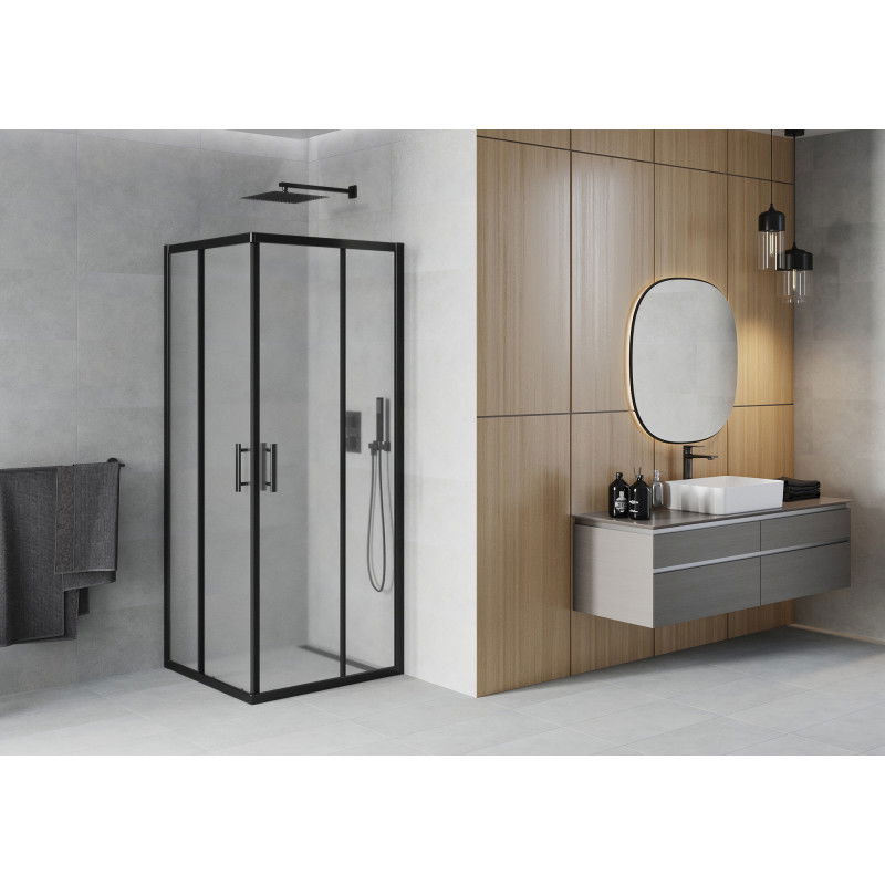 Mexen Rio Square Shower Enclosure 70 x 70 cm, Frosted, Black - 860-070-070-70-30