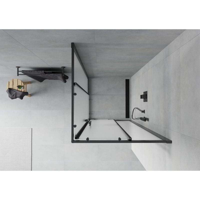 Mexen Rio square shower cabin 70 x 70 cm, frost, black - 860-070-070-70-30