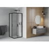 Mexen Rio square shower cubicle 90 x 90 cm, Frosted, Black - 860-090-090-70-30