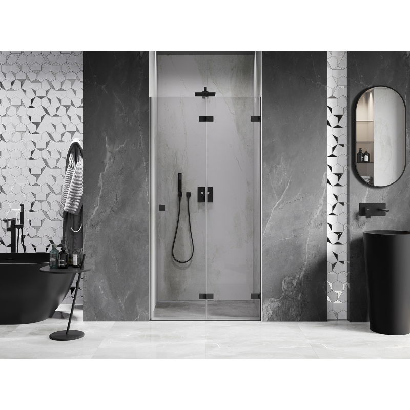 Mexen Lunar-F right folding shower door 95 cm, transparent, black - 836-095-000-70-00-P