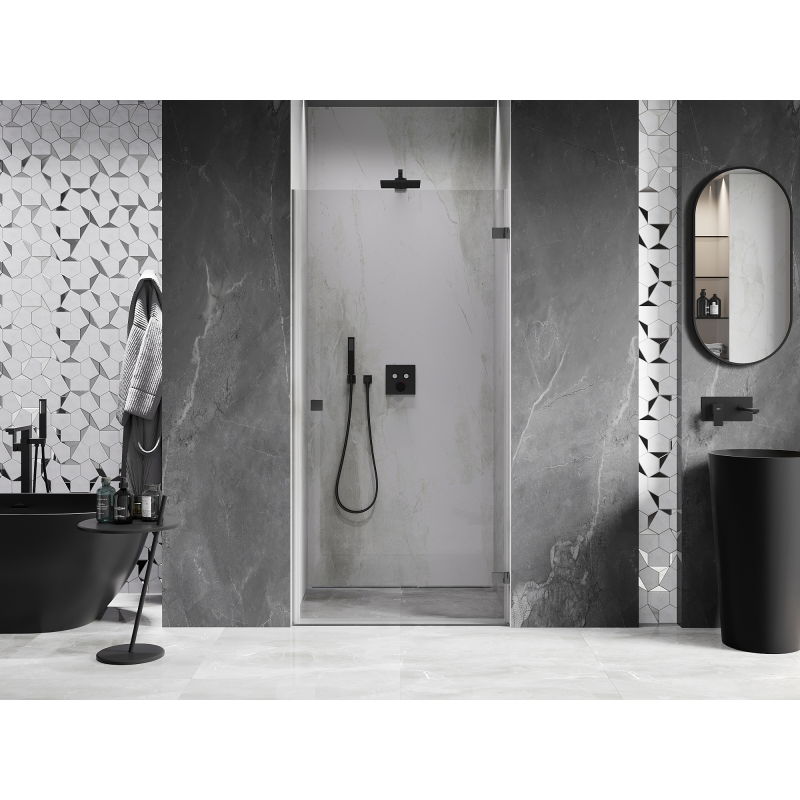 Mexen Lunar-B 80 cm Right-Hinged Shower Door, Transparent, Gun Metal - 832-080-000-95-00-P