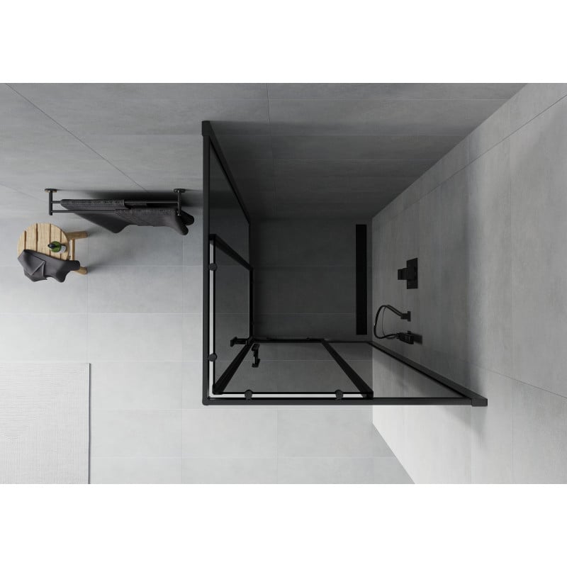Mexen Rio square shower cabin 80 x 80 cm, graphite, black - 860-080-080-70-40